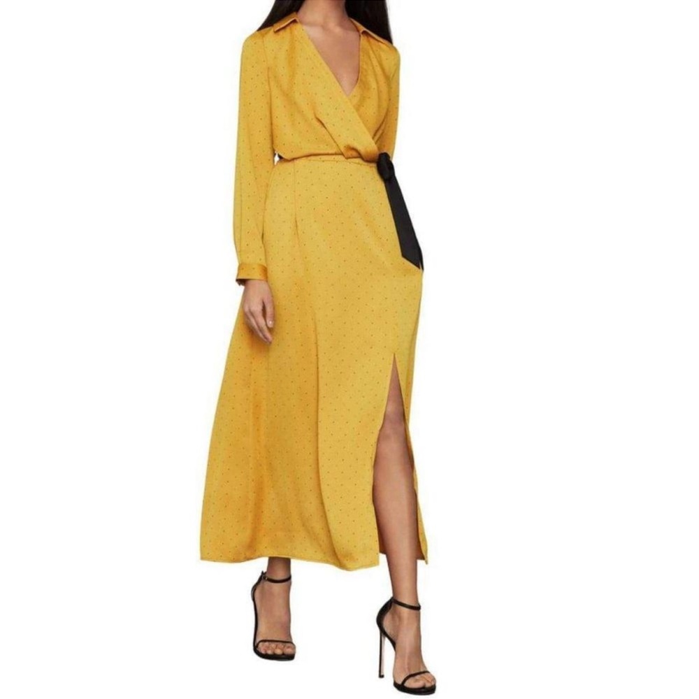 BCBG Max Azria Women’s yellow printed satin shirtdress size S